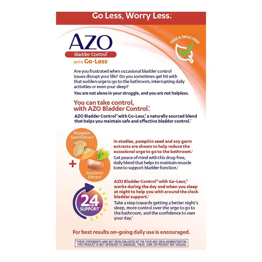 slide 5 of 6, Azo Bladder Control With Go-Less Dietary Supplement Capsules, 54 ct