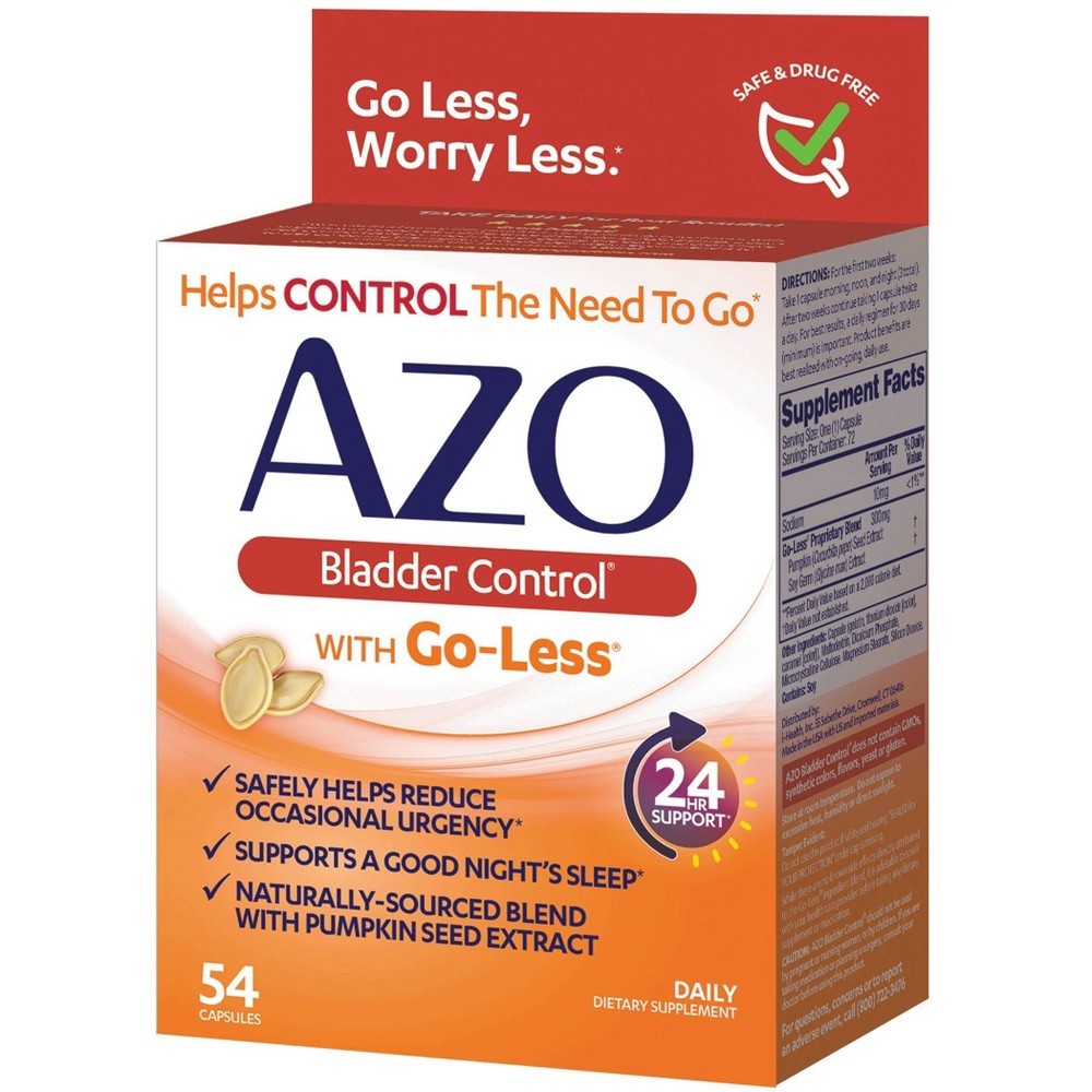 slide 4 of 6, Azo Bladder Control With Go-Less Dietary Supplement Capsules, 54 ct