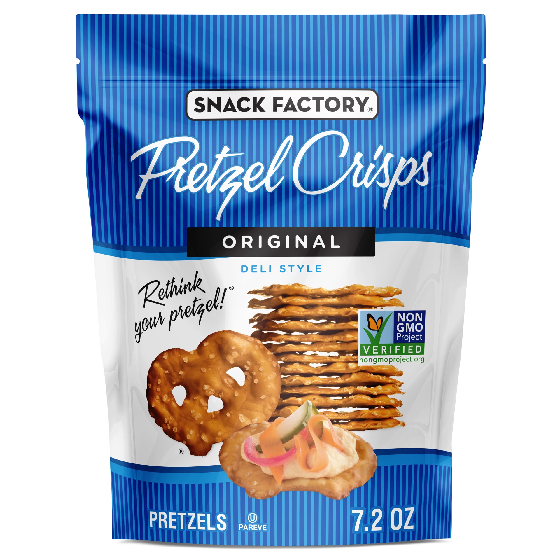 slide 1 of 5, Snack Factory Original Pretzel Crisps, Non-GMO, 7.2 oz Resealable Bag, 7.2 oz