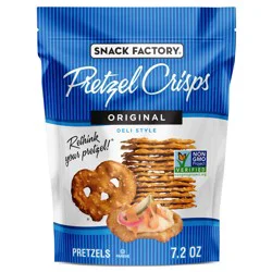 Snack Factory Original Pretzel Crisps, Non-GMO, 7.2 oz Resealable Bag