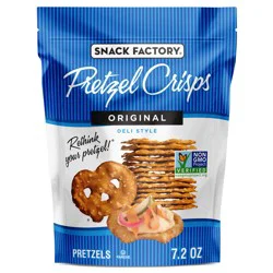 Snack Factory Original Pretzel Crisps, Non-GMO, 7.2 oz Resealable Bag