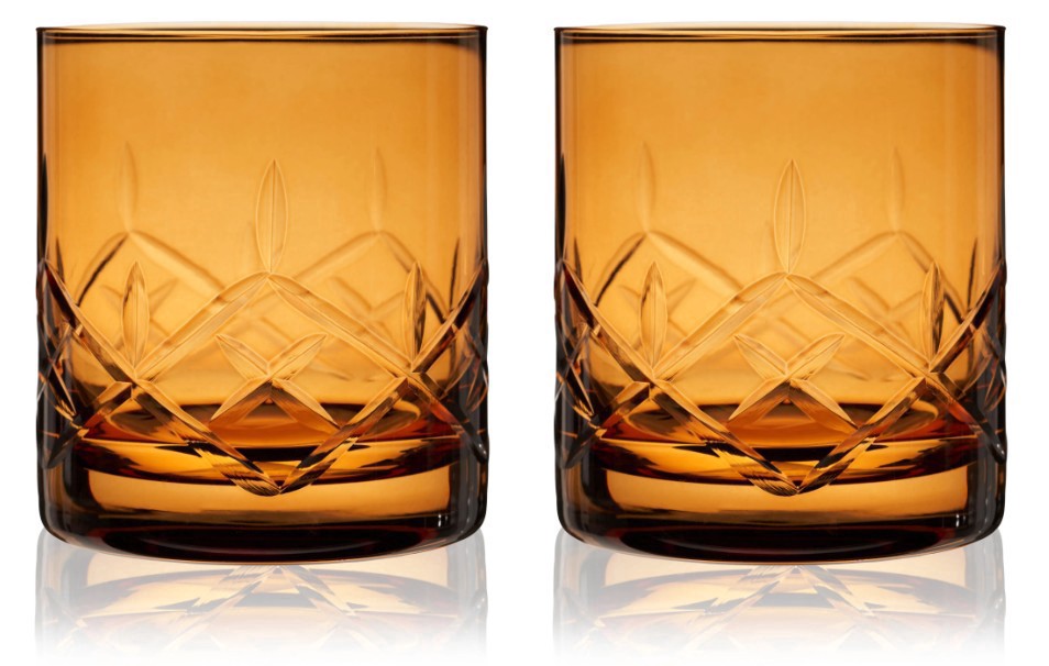 slide 1 of 1, Viski Admiral Amber Crystal Rocks Glass Set, 2 ct