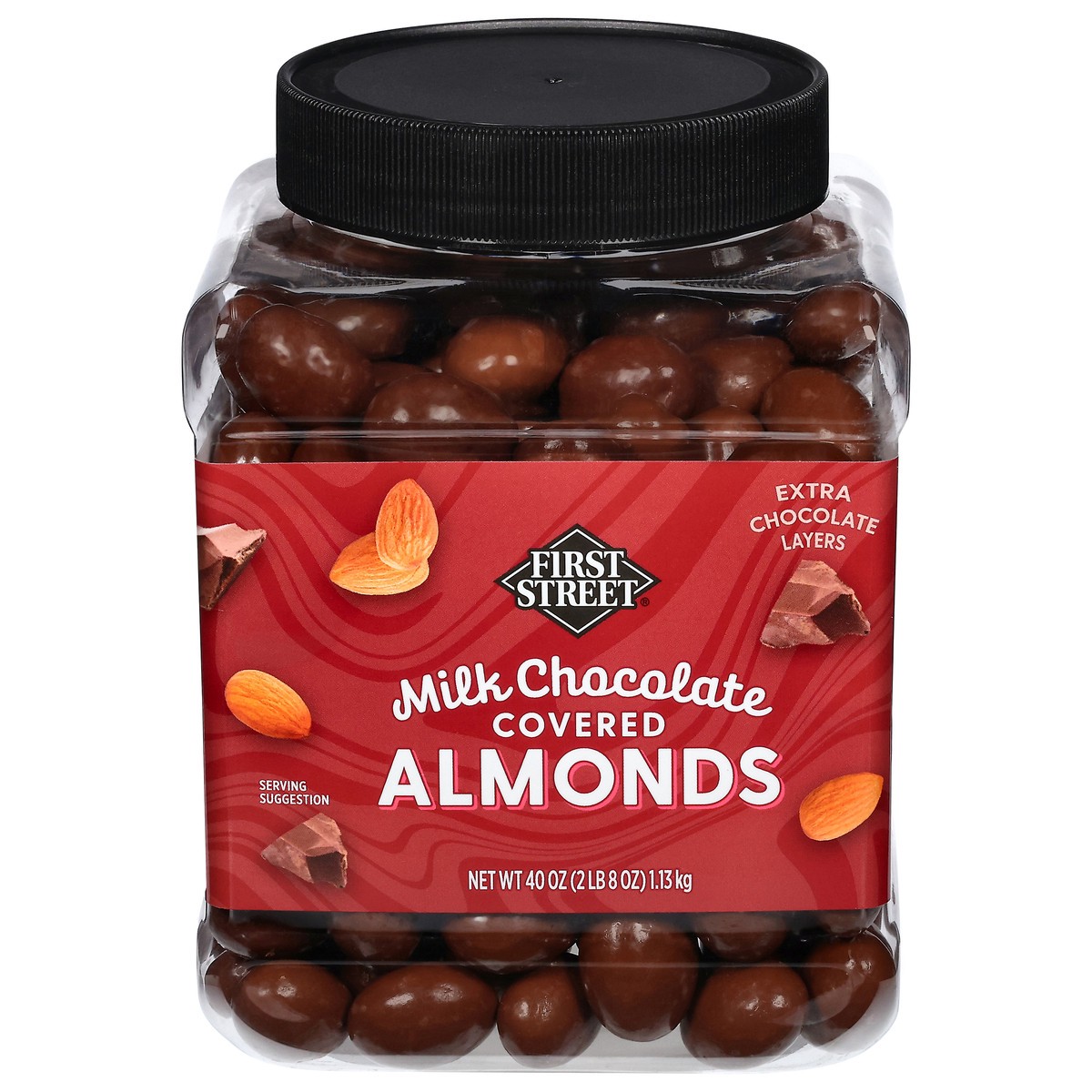 slide 4 of 13, First Street Choc Covered Almonds Jar, 40 oz