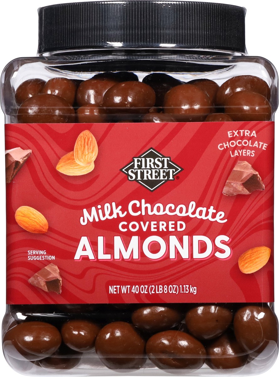 slide 2 of 13, First Street Choc Covered Almonds Jar, 40 oz