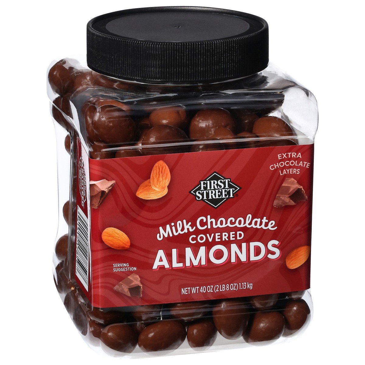 slide 5 of 13, First Street Choc Covered Almonds Jar, 40 oz
