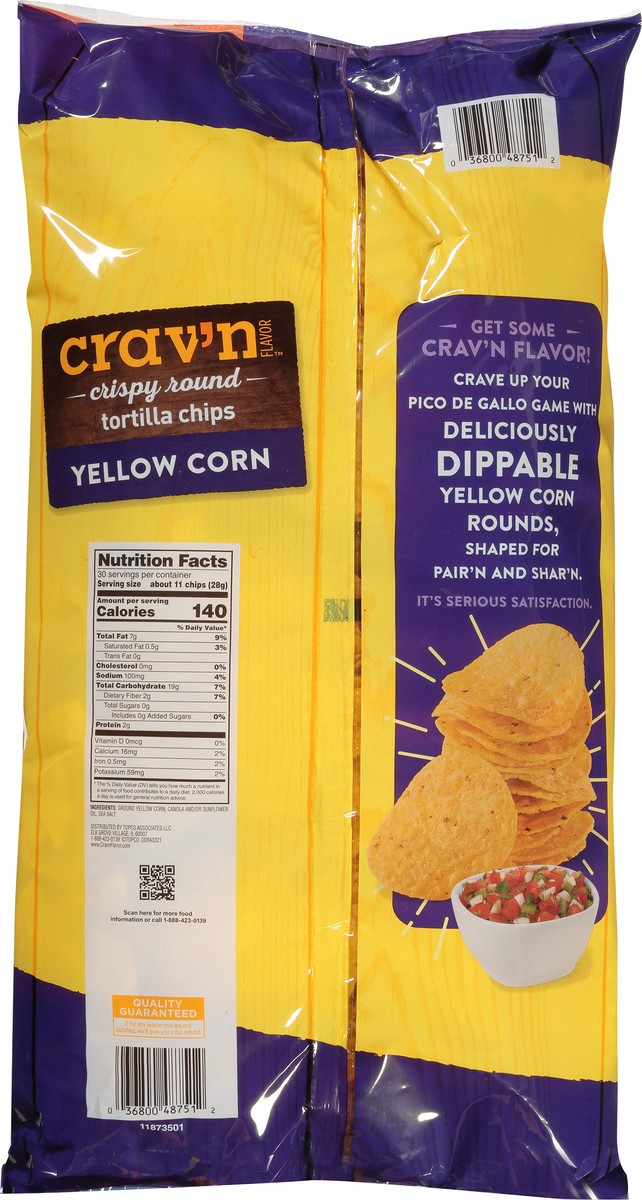 slide 7 of 17, Crav'n Flavor Party Size Crispy Round Yellow Corn Tortilla Chips 30 oz, 30 oz