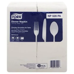 Tork Dinner Napkin, White, Soft, 1/8 Fold, 2-Ply
