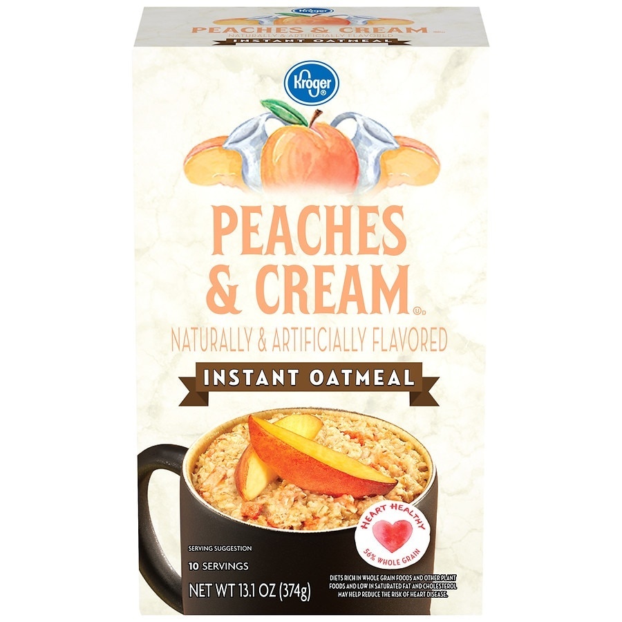 slide 1 of 1, Kroger Peaches & Cream Flavored Instant Oatmeal, 10 ct; 1.31 oz