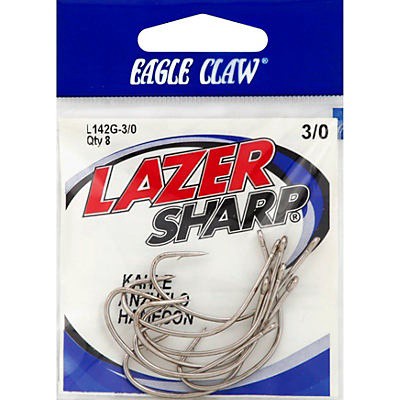 slide 1 of 1, Eagle Claw Lazer Sharp Hook, Nickel, 8 ct