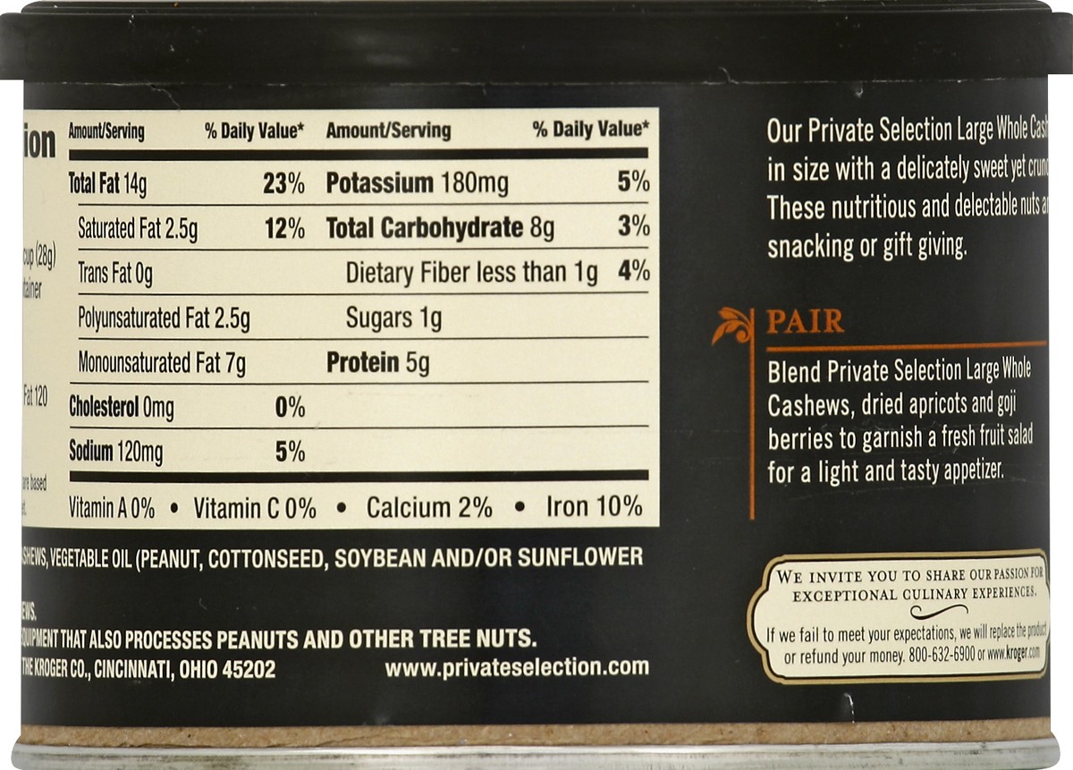 slide 4 of 5, Private Selection Large Whole Cashews With Sea Salt, 8 oz