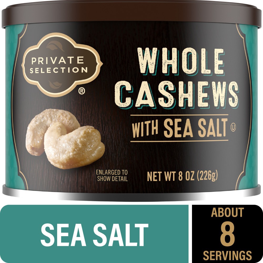 slide 1 of 5, Private Selection Large Whole Cashews With Sea Salt, 8 oz
