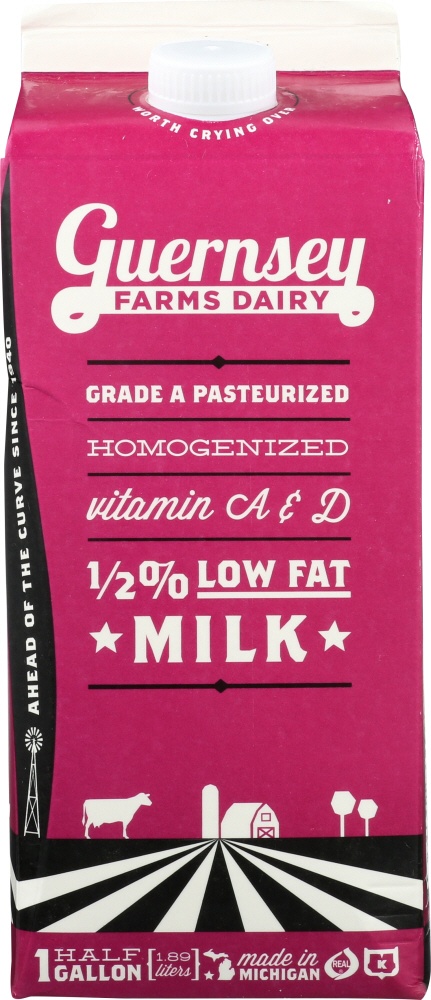 slide 1 of 1, Guernsey Farms Dairy1/2% Low Fat Milk, 1/2 gal