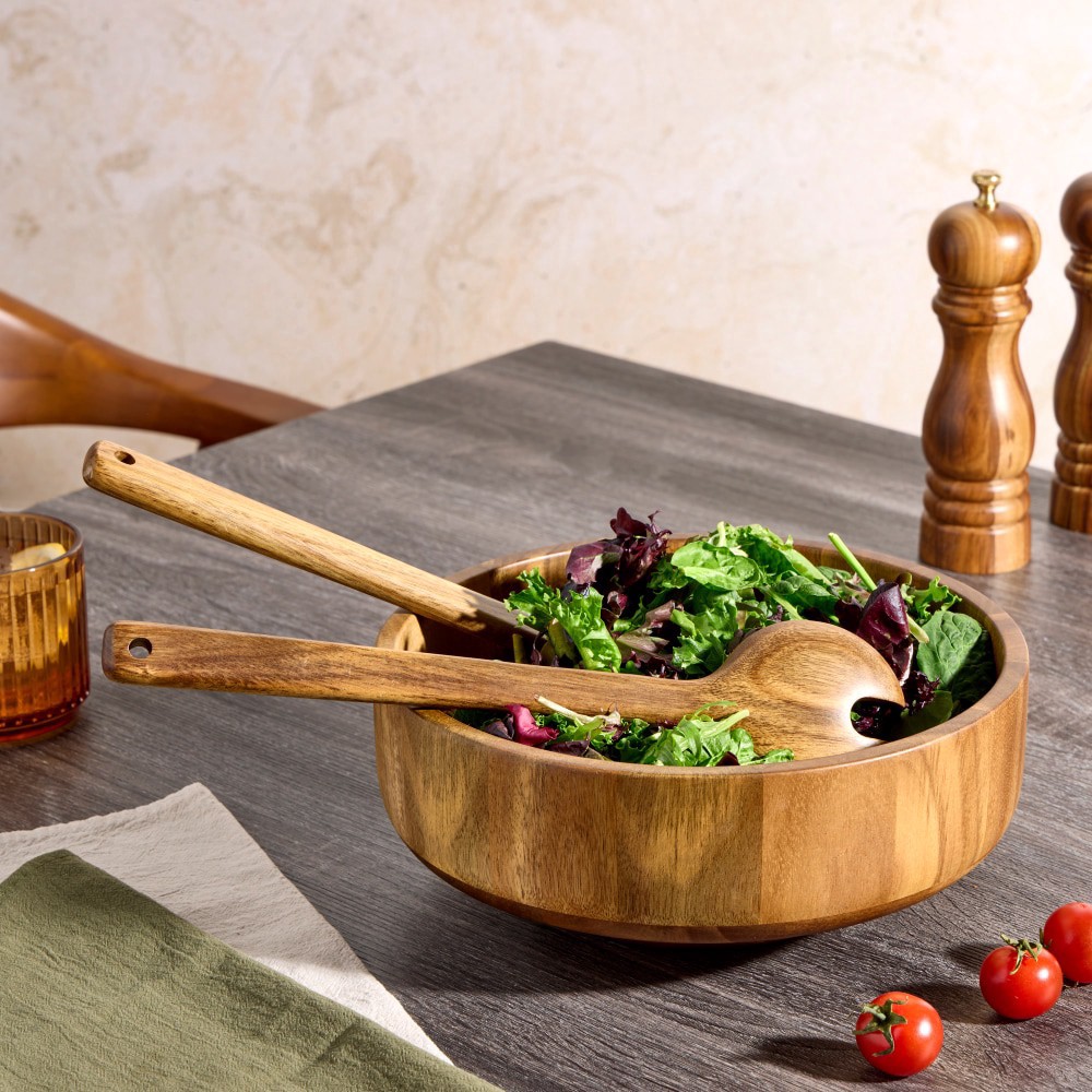 slide 3 of 4, Dash of That® Salad Server Acacia Wood, 2 ct