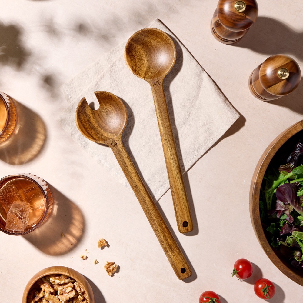 slide 2 of 4, Dash of That® Salad Server Acacia Wood, 2 ct