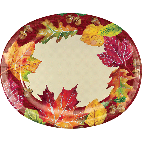 slide 1 of 1, Creative Converting Fallen Leaves Oval Platters, 8 ct