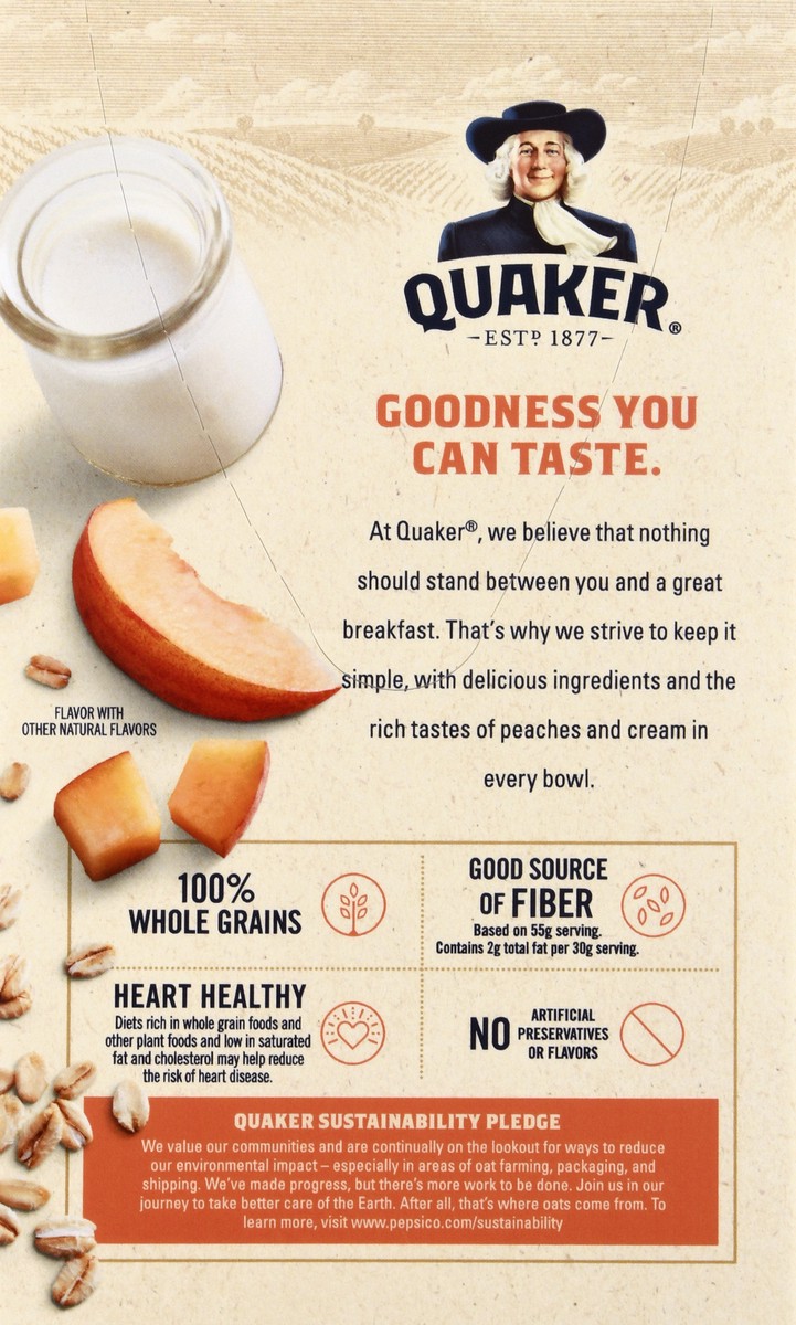 slide 2 of 10, Quaker Peaches & Cream Instant Oatmeal 8 ea, 8 ct
