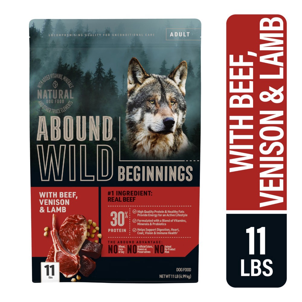 slide 4 of 4, Abound Ancestral Beef & Lamb & Venison & Ancient Grains Dog Food, 11 lb