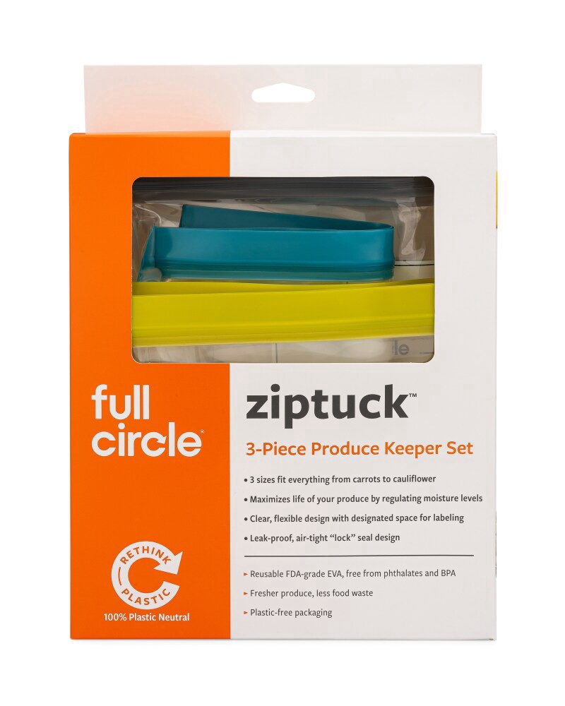 slide 1 of 1, Full Circle Ziptuck Produce Keeper Reuseable Bag Set, 3 ct
