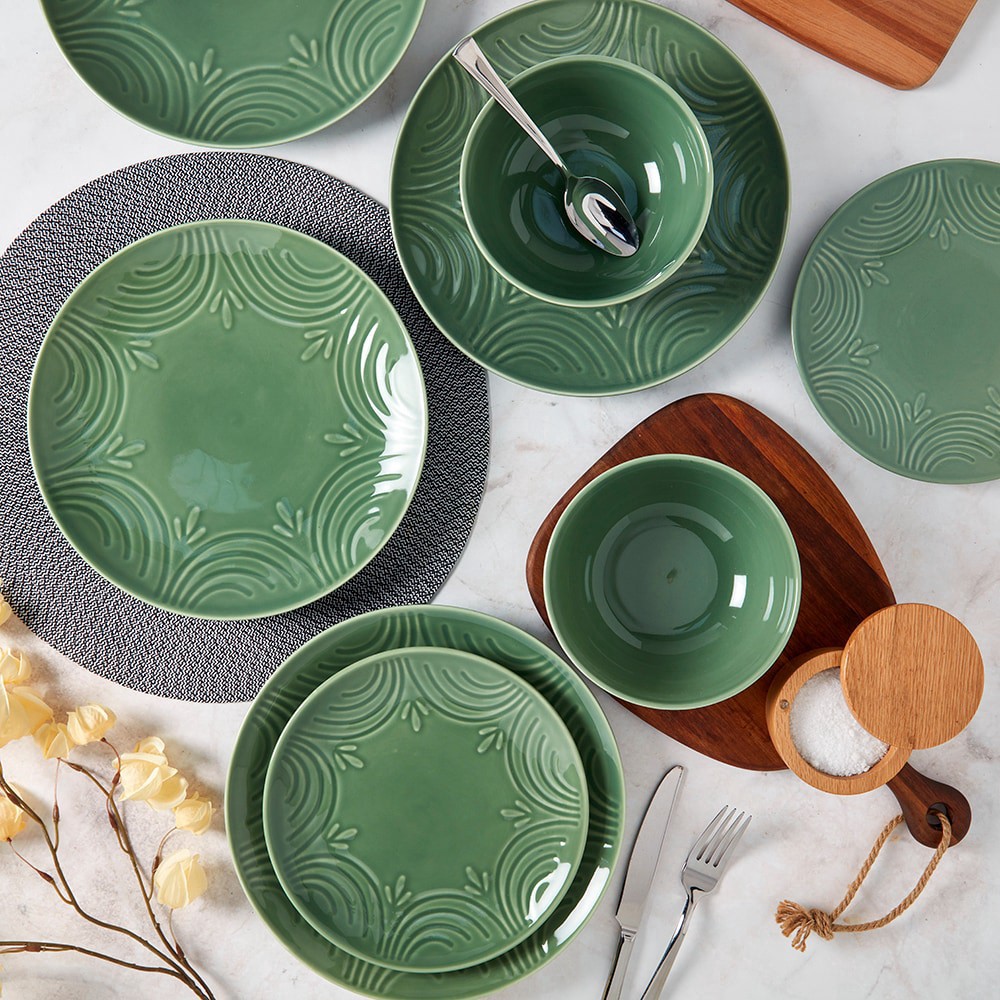 slide 2 of 5, Tabletops Unlimited Dash of That Margot Dinnerware Set - Green, 12 ct