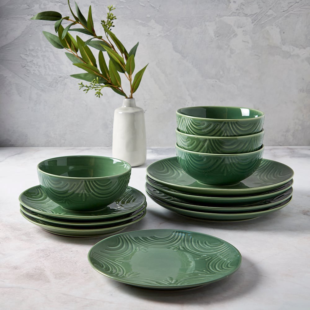 slide 3 of 5, Tabletops Unlimited Dash of That Margot Dinnerware Set - Green, 12 ct