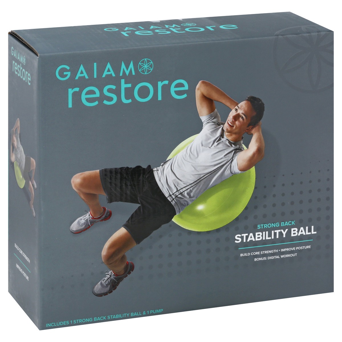 slide 2 of 9, Gaiam Restore Stability Ball Kit Strong Back Box - Each, 1 ct