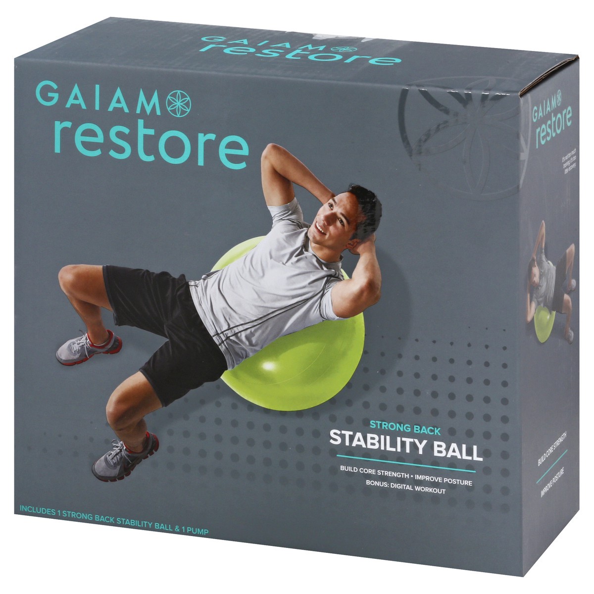 slide 3 of 9, Gaiam Restore Stability Ball Kit Strong Back Box - Each, 1 ct