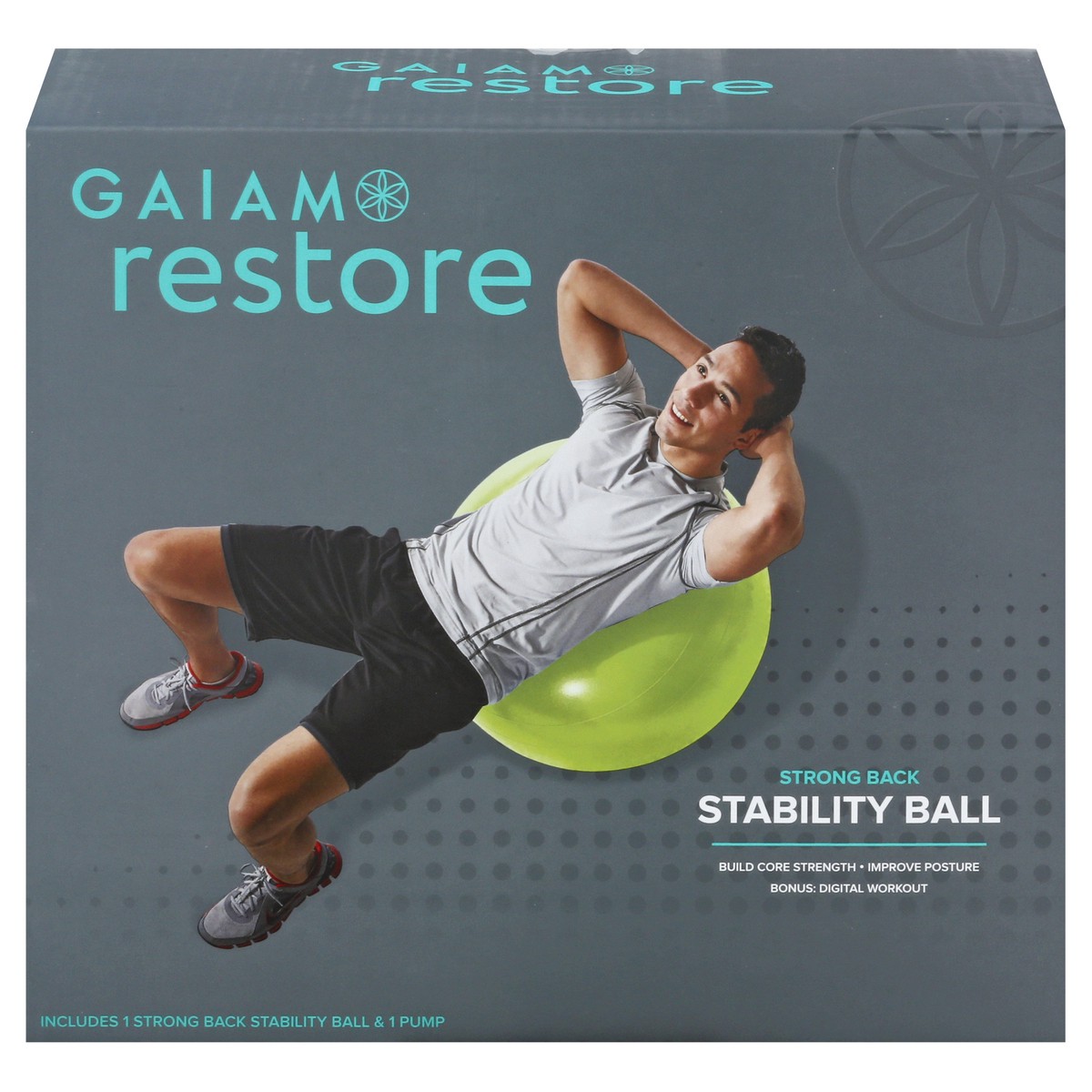slide 1 of 9, Gaiam Restore Stability Ball Kit Strong Back Box - Each, 1 ct