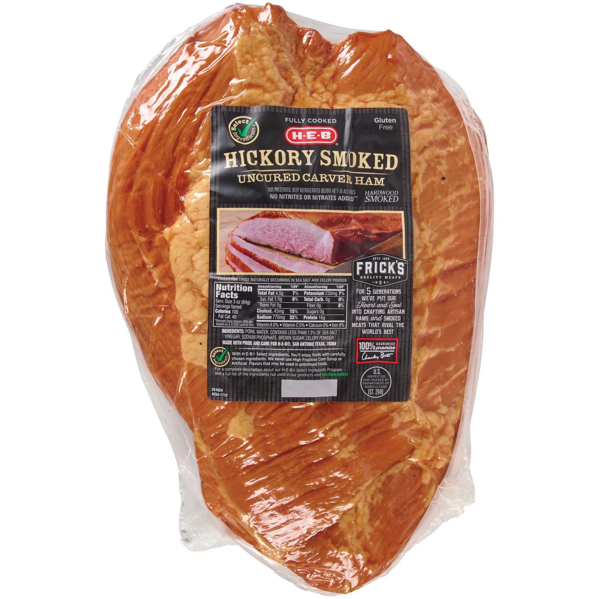 slide 1 of 1, H-E-B Select Ingredients Hickory Smoked Whole Carver Ham, per lb