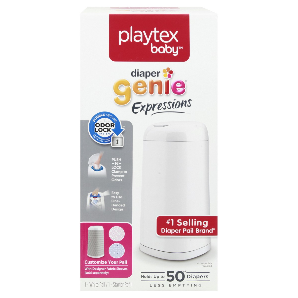 slide 1 of 11, Playtex Baby Expressions White Pail & Starter Refill Diaper Genie 1 ea, 2 ct