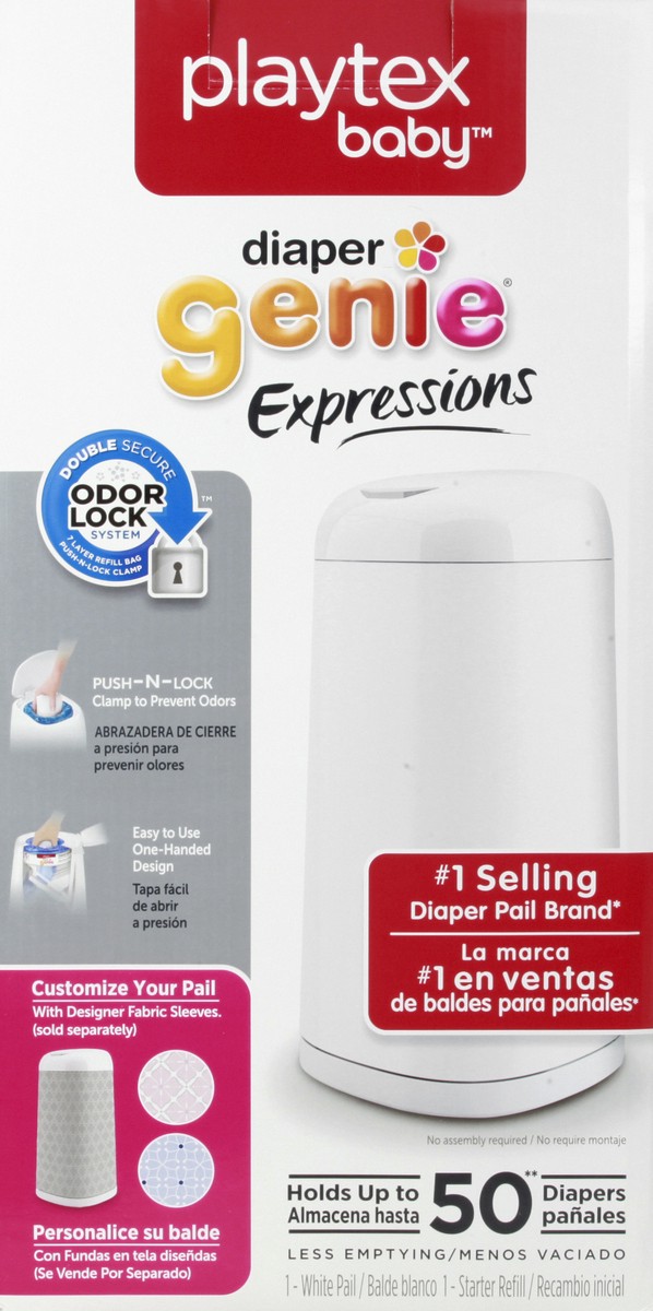 slide 10 of 11, Playtex Baby Expressions White Pail & Starter Refill Diaper Genie 1 ea, 2 ct