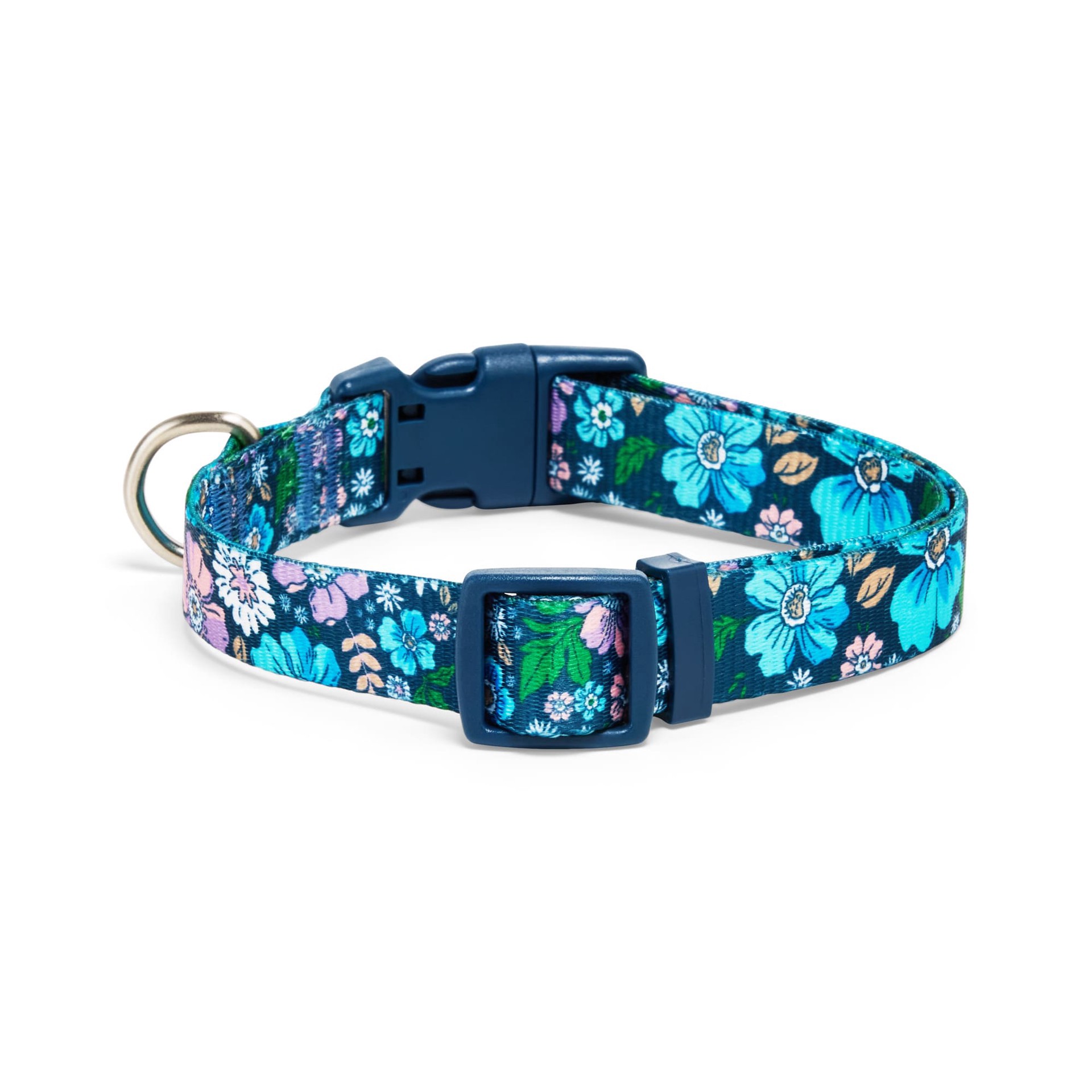 slide 1 of 1, YOULY Floral Dog Collar, Blue Floral, Large, LG
