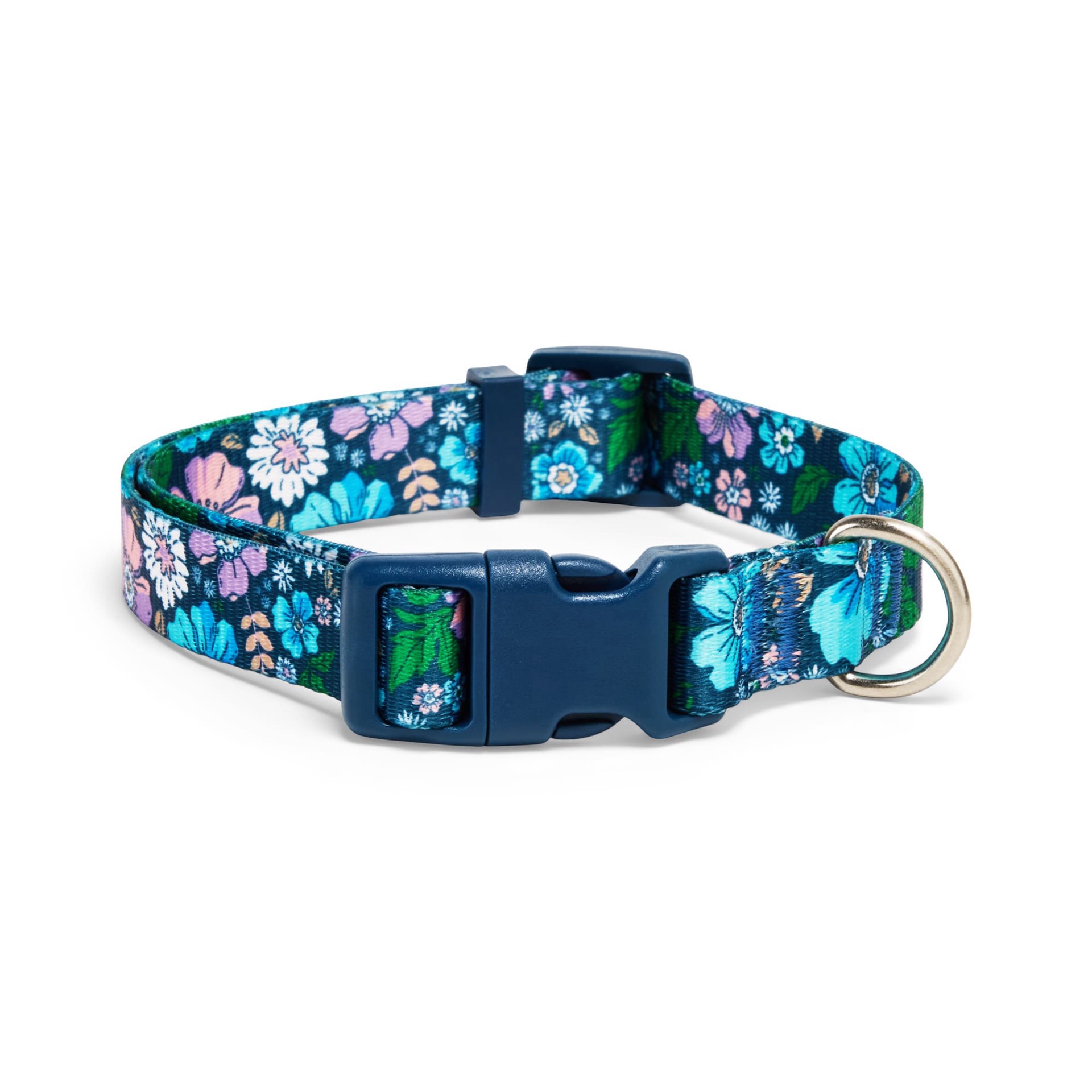 slide 1 of 1, YOULY Floral Dog Collar, Blue Floral, Medium, MED