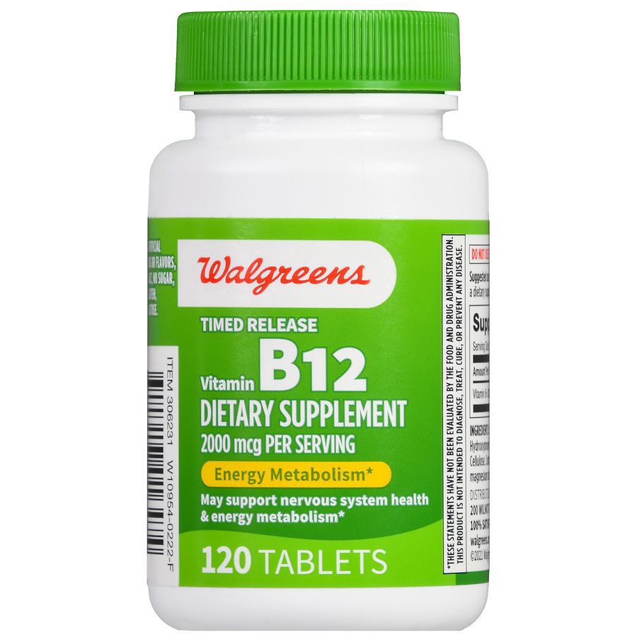 slide 5 of 5, Walgreens Timed Release Vitamin B12 2000 mcg, 120 ct