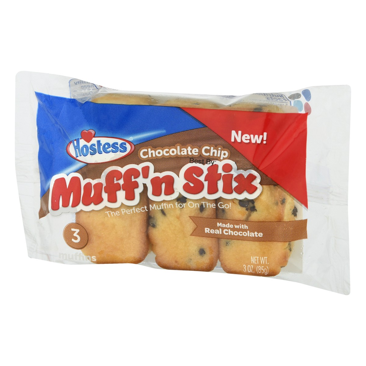 slide 9 of 10, HOSTESS Chocolate Chip Muff'n Stix Single Serve, 3 Count, 3 oz, 3 oz