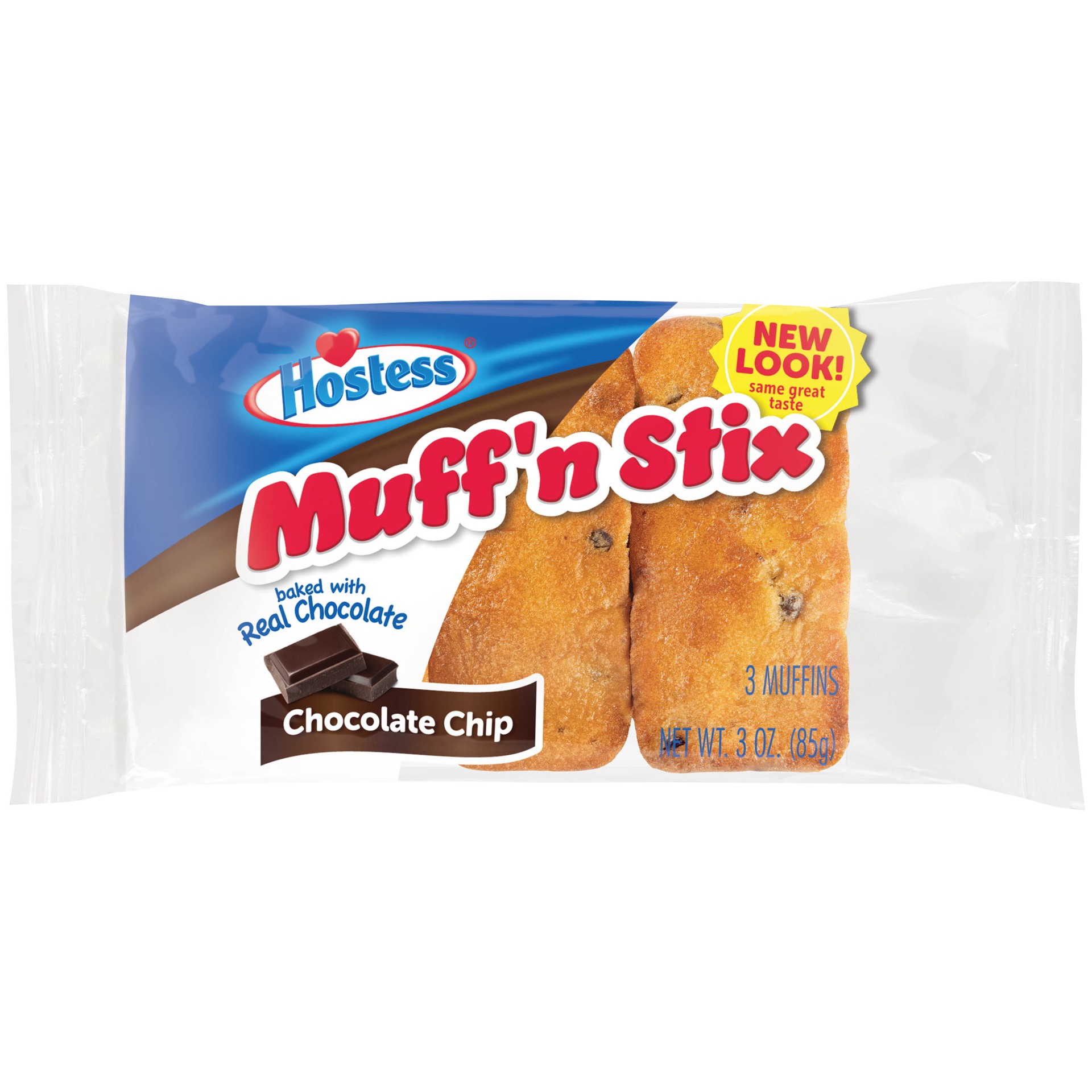 slide 1 of 10, HOSTESS Chocolate Chip Muff'n Stix Single Serve, 3 Count, 3 oz, 3 oz