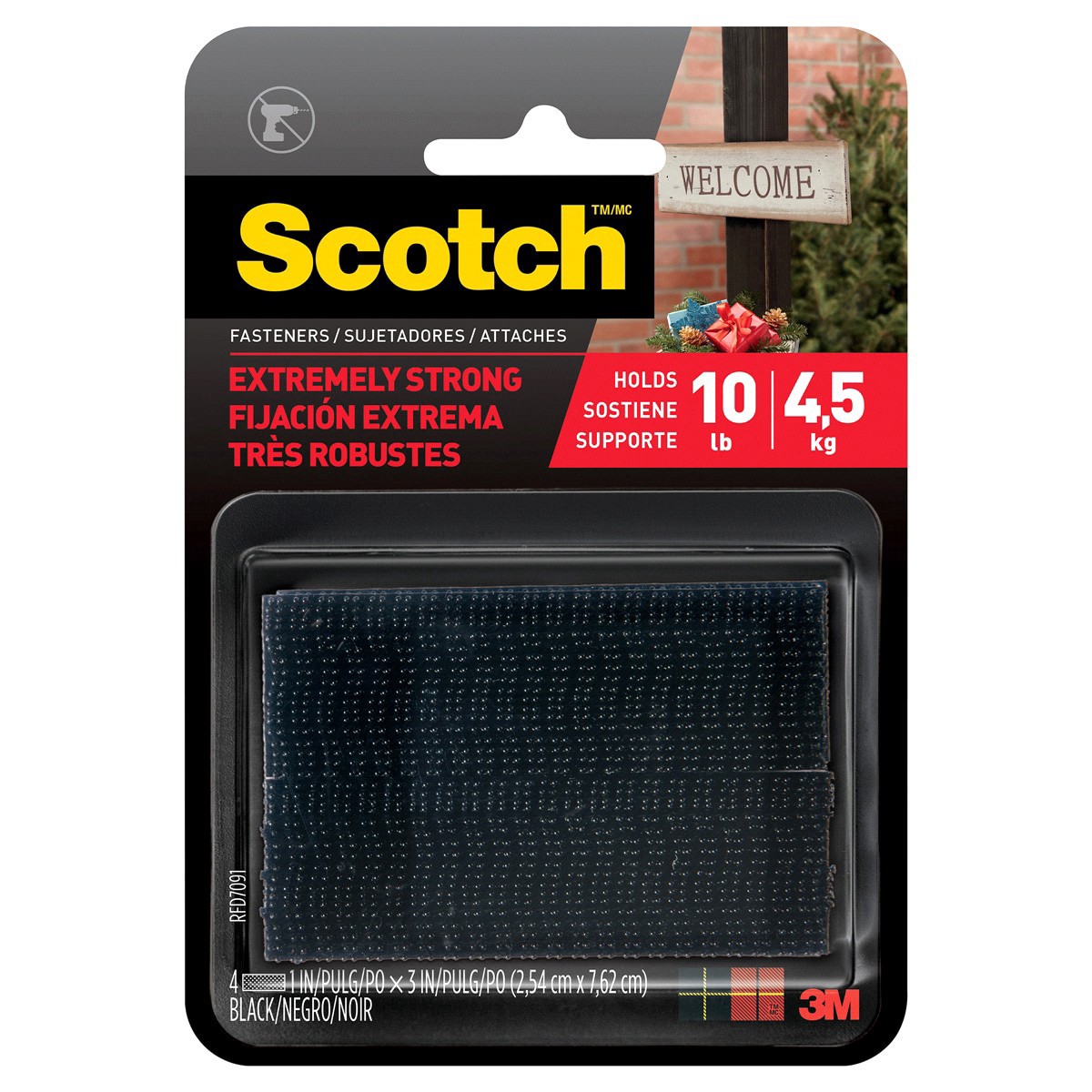 slide 1 of 29, Scotch Heavy-Duty Fasteners, Black, 1 in x 3 in