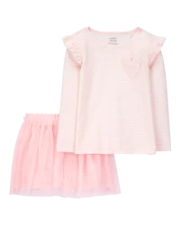 Carter's Baby 2-Piece Striped Jersey Tee & Tulle Tutu Skirt Set Pink 3M