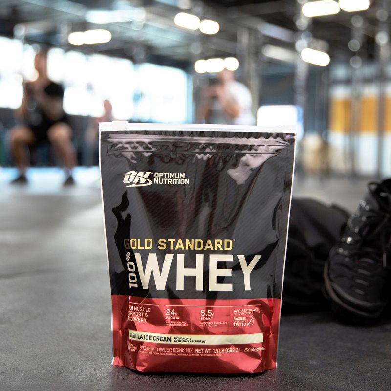 slide 8 of 9, Optimum Nutrition Gold Standard 100% Whey Protein Powder - Vanilla Ice Cream - 24oz, 1.50 lb