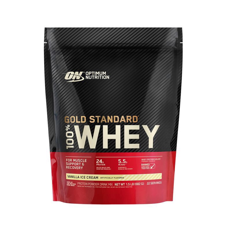 slide 1 of 9, Optimum Nutrition Gold Standard 100% Whey Protein Powder - Vanilla Ice Cream - 24oz, 1.50 lb