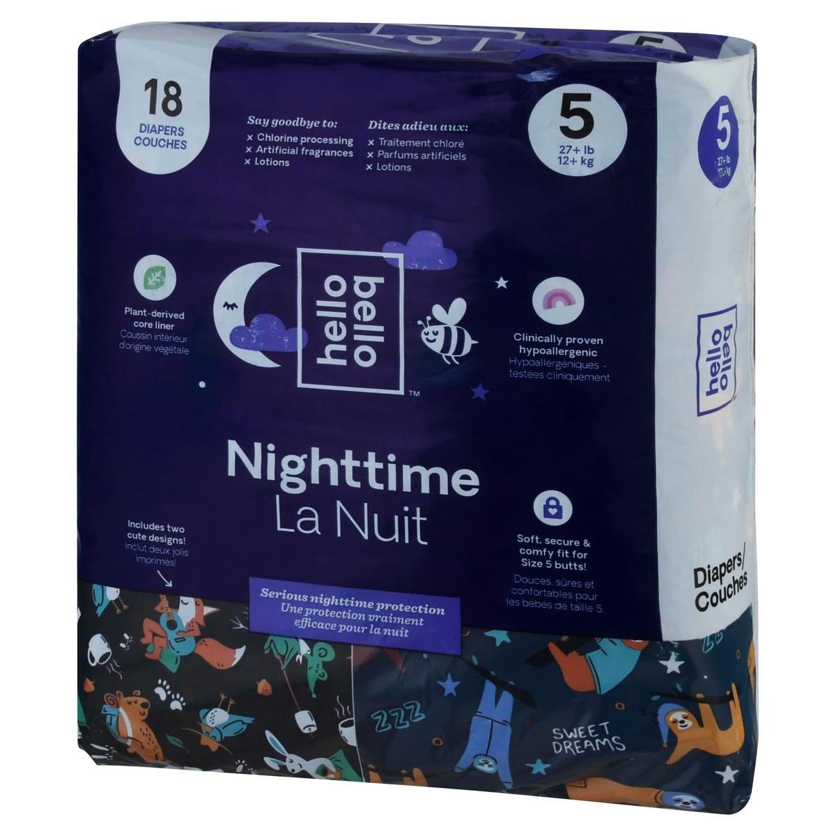 slide 9 of 9, Hello Bello 5 (27+ lb) Nighttime Diapers 18 ea, 18 ct