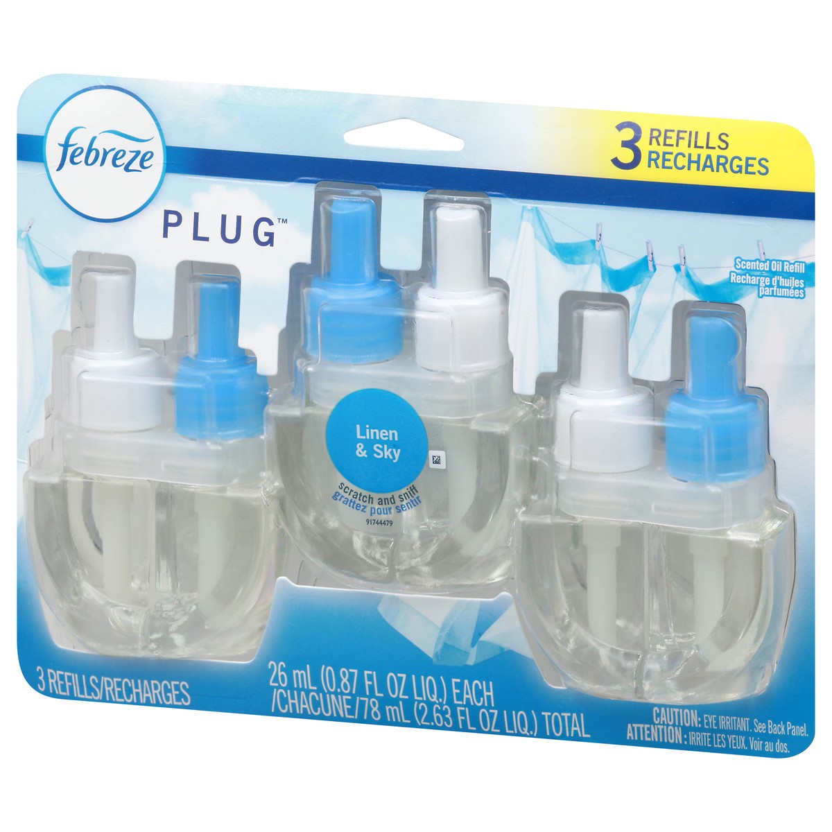 slide 5 of 11, Febreze Plug Linen & Sky Scented Oil Refill 3-26 ml Bottles, 3 ct