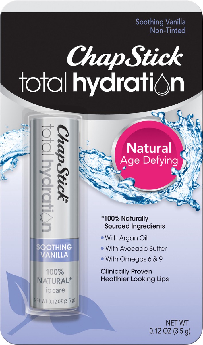 slide 6 of 11, ChapStick Total Hydration Soothing Vanilla Moisturizing Lip Balm Tube - 0.12 Oz, 0.12 oz