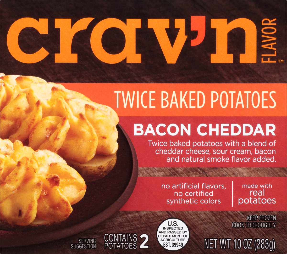 slide 6 of 15, Crav'n Flavor Twice Baked Potatoes, Bacon Cheddar, 10 oz