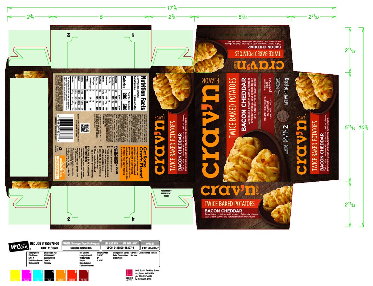 slide 12 of 15, Crav'n Flavor Twice Baked Potatoes, Bacon Cheddar, 10 oz