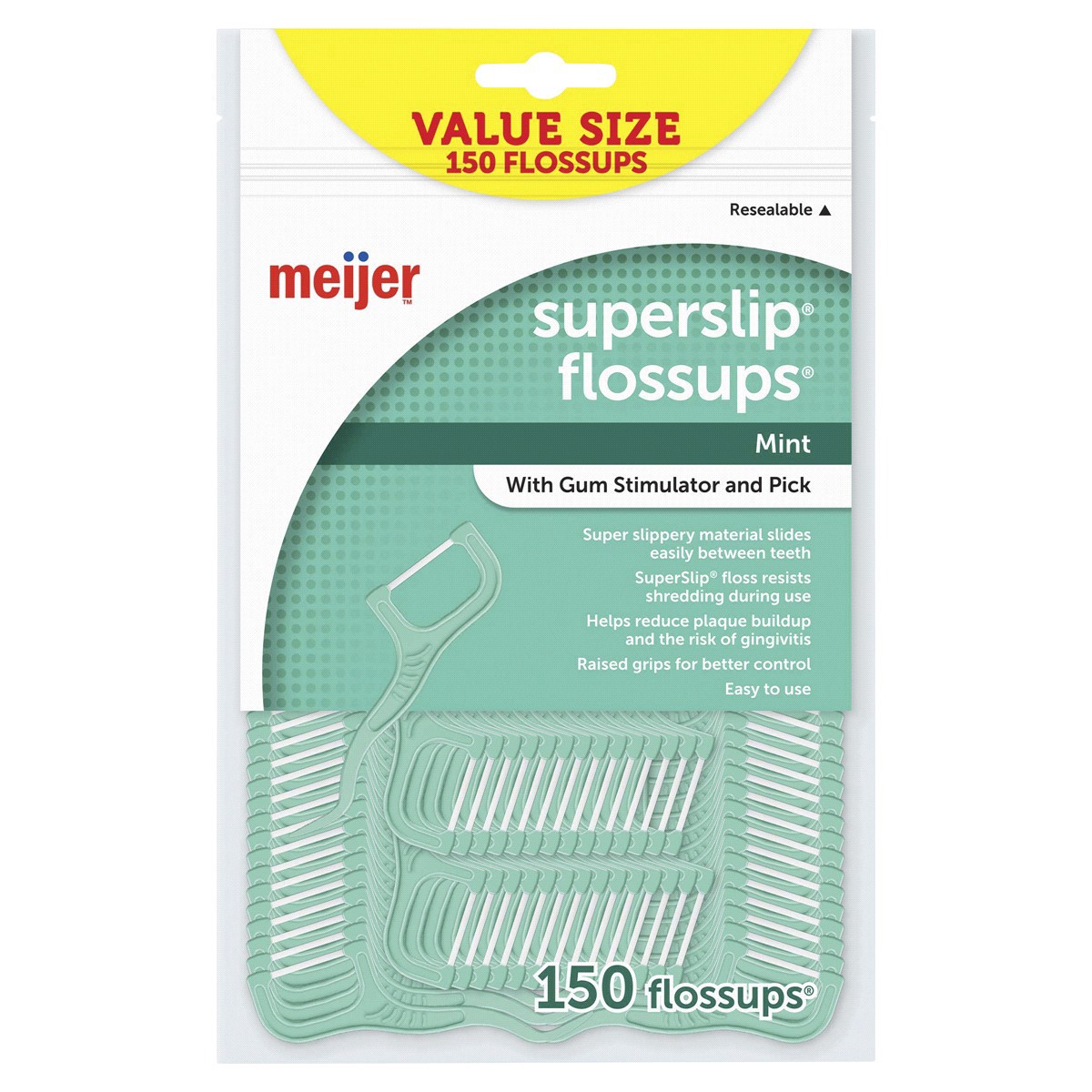 slide 1 of 5, Meijer Super Slip Flossups Mint, 150 ct
