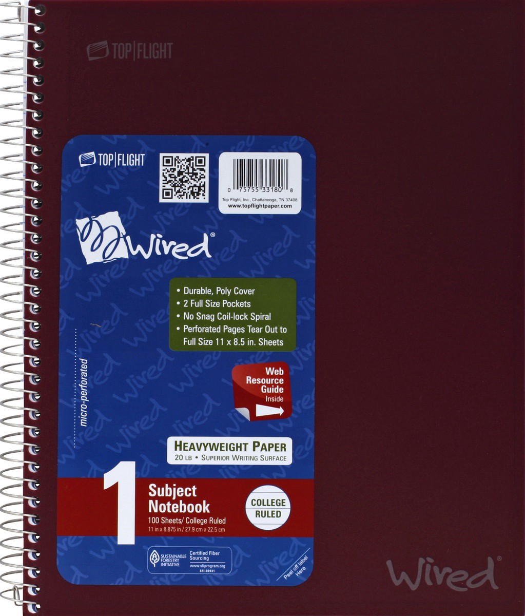 slide 2 of 4, Top Flight Subject Notebook, College Ruled, 100 Sheets, 1 ct