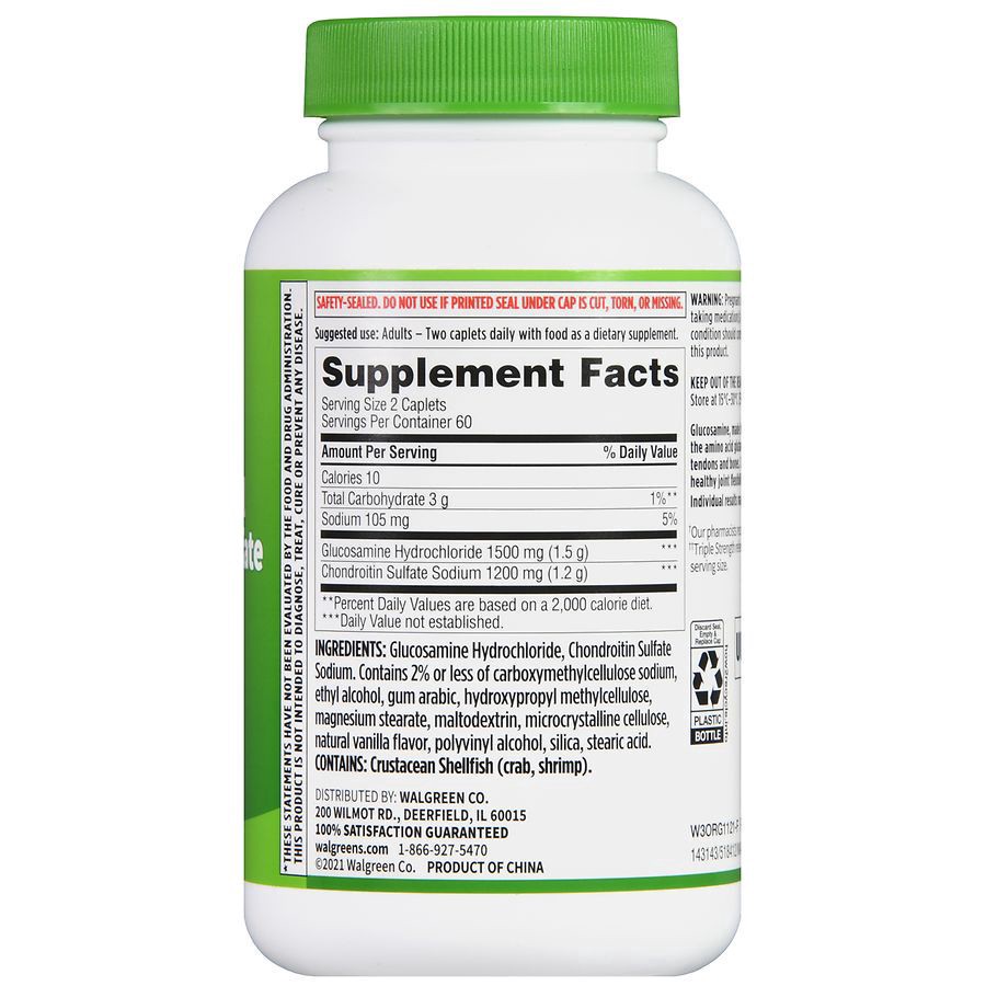 slide 3 of 5, Walgreens Triple Strength Glucosamine HCl Chondroitin Sulfate, 120 ct