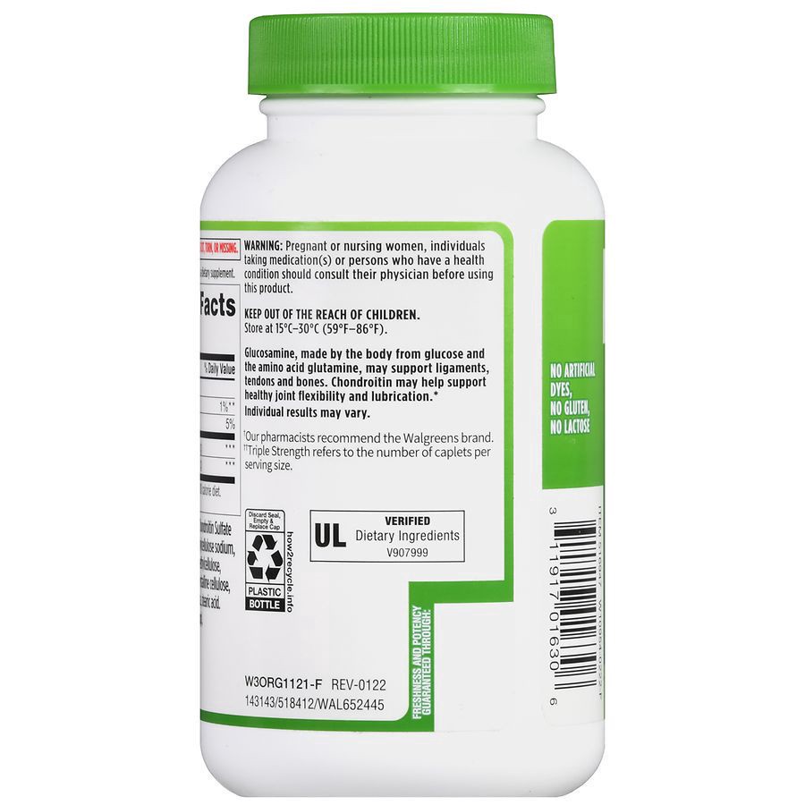 slide 5 of 5, Walgreens Triple Strength Glucosamine HCl Chondroitin Sulfate, 120 ct