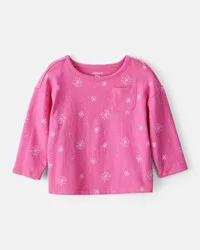 Carter's Baby Girl Snowflake Print Long-Sleeve Pocket Tee - Pink Fuchsia 12M