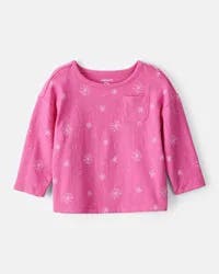 Carter's Baby Girl Snowflake Print Long-Sleeve Pocket Tee - Pink Fuchsia 12M
